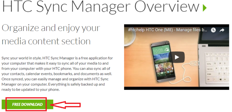 install software htc one sync manager